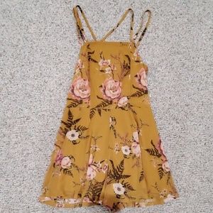Mustard Floral Romper Dress